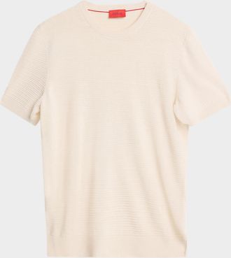 Isaia Men & apos;s Silk/Linen Ribbed Short-Sleeve Sweater