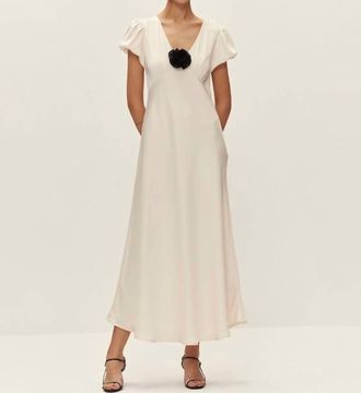 Elodie Leia Satin Dress In Cream