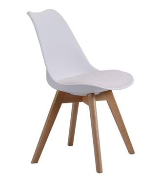 Home Heavenly Home Heavenly - Pack 4 Sillas Comedor Cocina Tulipa, Dise&ntilde;o N&oacute;rdico Con Asiento Acolchado Y Patas Madera Haya. Color: Blanco