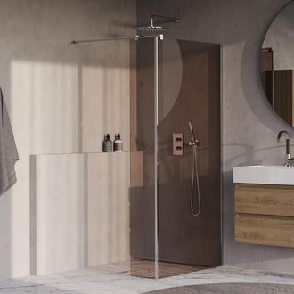 Marcel Breuer Oblivion Inloopdouche - 100x200cm - 30 cm zijwand - glascoating - brons glas - Chroom