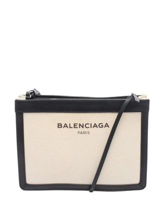 Balenciaga 2000s leather-trimmed shoulder bag - women - Canvas/Leather - One Size - Neutrals