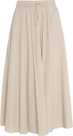Herno Uitlopende Hoge Taille Stretch Rok - Dames - Midirokken - Beige - S - Rokken