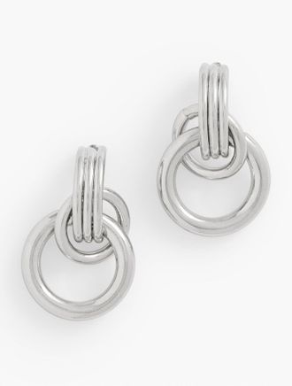 Talbots Interlock Sculptural Earrings - Silver - 001 Talbots