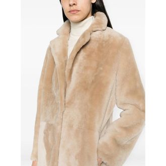 Yves Salomon Shearling Coat - Beige