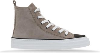 Brunello Cucinelli Su&egrave;de vetersneakers met strass - Dames - Sneakers - Bruin - 37 1/2 EU - Su&egrave;de - Schoenen