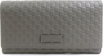 Gucci Gray Leather Long Wallet (Bi-Fold) (Pre-Owned)