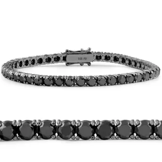 Pompeii3 10 1/2 Ct Black Diamond Tennis Bracelet 14k Black Gold 7