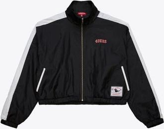 Mitchell & Ness Womens Mitchell & Ness Black San Francisco 49ers Nylon Cropped Full-Zip Jacket at Nordstrom, Size Xx-Large