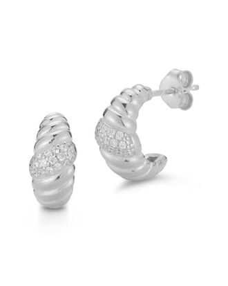 Chloe and Madison Chloe And Madison Silver Cz Croissant Earrings