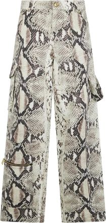Roberto Cavalli Cargo broek met pythonprint - Wit