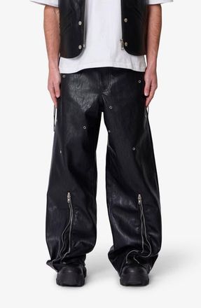 mnml Zip Hem Faux Leather Rave Pants in Black at Nordstrom, Size 34
