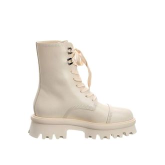 Ferragamo White Calfskin Lace-Up Womens Boots