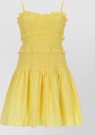 Michael Kors dress smocked bodice flared skirt straps