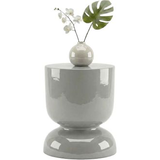 Relaxdays Relaxdays Side Table & Stool, Hourglass Design, Living Room Decorative Piece, H x D 46 x 36 cm, Metal, Light Grey