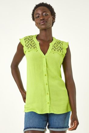 Roman Sleeveless Lace Detail Blouse