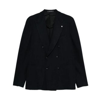 Tagliatore Jassen, Heren, Zwart, XL, Wol, Gebreide Double-Breasted Blazer