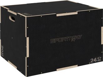 OEM Caj&oacute;n De Salto Pliom&eacute;trico De Madera Con Mangos Huecos Carga 120 Kg Para Casa Oficina Gimnasia 61x51x41 Cm Negro