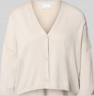 Comma Schimmernde Strickjacke mit 3/4-Arm in Beige, Gr&ouml;&szlig;e M