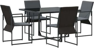 vidaXL Conjunto De Comedor De Jard&iacute;n 5 Pcs Negro Acero Vidaxl
