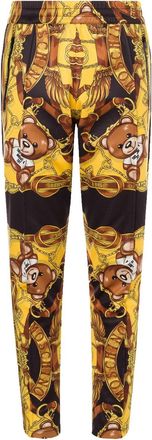 Moschino Mens All Over Printed Pants In Black/yellow