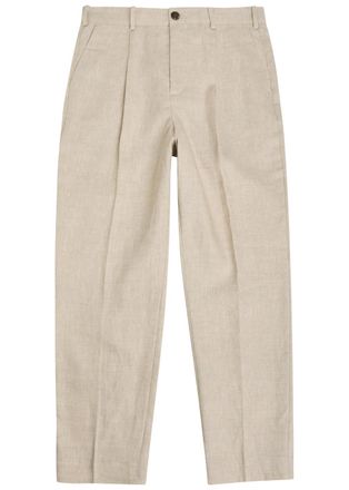 Wax London Aubyn Tapered-leg Linen Trousers - Beige - 38 (W38 / Xxl)