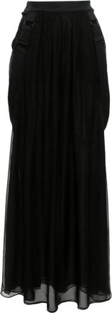 Max Mara Black Silk chiffon long skirt
