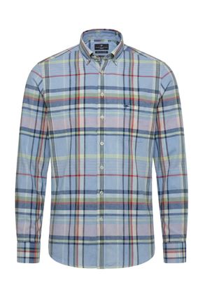 Fynch-Hatton Fynch-Hatton Mens LONG SLEEVED SHIRT NEW BREEZE - Blue Cotton - Size X-Large