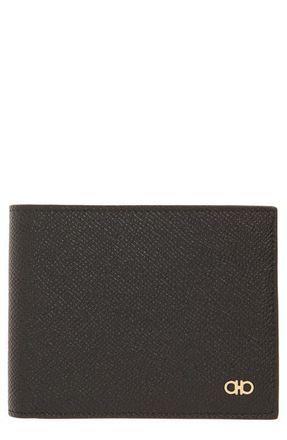 Ferragamo Double Gancio Leather Bifold Wallet in Nero Nero at Nordstrom