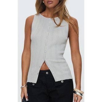 Princess Polly Oregano Rib Button-Up Tank in Grey at Nordstrom, Size X-Small
