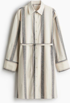 H&M Blusenkleid aus Leinenmix - Schwarz