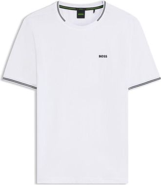 BOSS Stretch-cotton T-shirt with stripes and logo