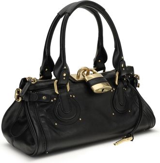Chlo&eacute; Womens Paddington Bag Black Buffalo; Leather Shoulder
