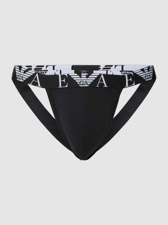 Emporio Armani Jockstrap mit Logo-Bund im 2er-Pack in Black, Größe XL
