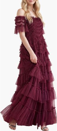Needle & Thread Aviana Off-Shoulder Gown in Claret at Nordstrom, Size 18