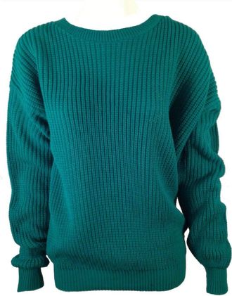 Janisramone Oversized New Ladies Womens Chunky Baggy Jumper Knitted Sweater Thick Top S-3XL 8-26 Teal