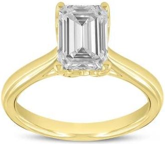 LuvMyJewelry Rahina 14K Yellow Gold Emerald Lab Grown Diamond Solitaire Engagement Ring - 1.5 Ct at Nordstrom, Size 7.5