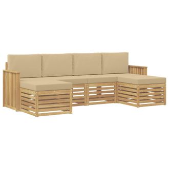 vidaXL Conjunto De Sof&aacute;s De Exterior 6 Uds. Y Beige Poli&eacute;ster Vidaxl