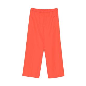 Aspesi Wide Trousers, female, Orange, Size: 2XS Wide-Leg Cotton Poplin Trousers