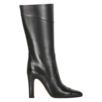 Gucci Calf-Length Block-Heel Boot - female - Gucci - Heeled Boots - Black - 5 1/2 UK - Shoes