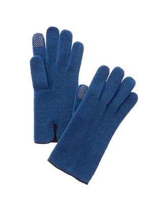 Portolano Leather-Trim Cashmere Gloves