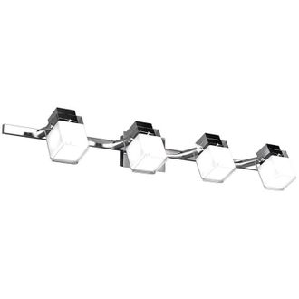 Top-Light Applique Contemporanea Dice Metallo Cromo Vetro Trasparente Satinato 4 Luci G9