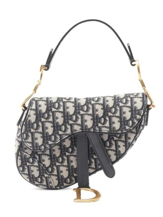 Dior 2010s mini Oblique jacquard Saddle shoulder bag - women - Canvas/Calf Leather - One Size - Neutrals