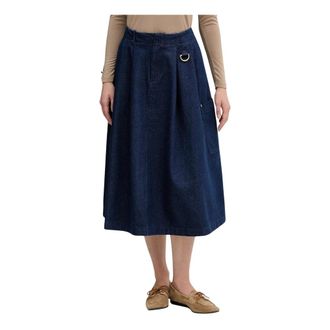 Barbour Saima Denim Midi Rok - Dames - Rokken - Blauw - Maat: XL Denim