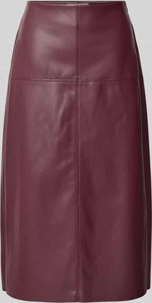 Christian Berg Midirock in Leder-Optik mit Ziern&auml;hten in Pflaume, Gr&ouml;&szlig;e 36