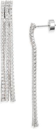Nordstrom Pav&eacute; Fringe Earrings in Clear- Silver at Nordstrom Rack