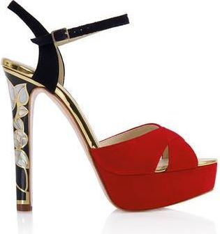 Freya Rose Rose in Bloom Rouge Ankle Strap Pearl Heel Sandal in Red at Nordstrom, Size 36
