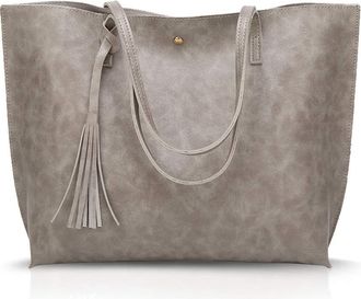 Nicole & Doris NICOLE&DORIS Women Tote Bag PU Leather Handbag Shoulder Bag Fashion Large Handbag Gray