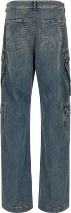 Rick Owens Mens Blue Cotton Cargo Pants
