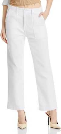 AG - Adriano Goldschmied Womens AG Jeans Analeigh White Denim High Rise Straight Leg Cropped RED877