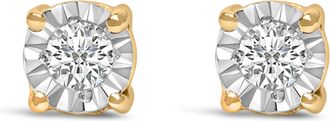 House of Brilliance 925 Sterling Silver 1/10 Cttw Round Brilliant-Cut Lab Grown Diamond Miracle-Set Stud Earrings